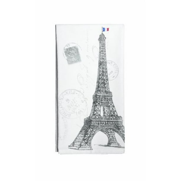 "I'd Rather be in Paris" w/Eiffel Tower & Striped Border 100% Cotton Dish Towel 